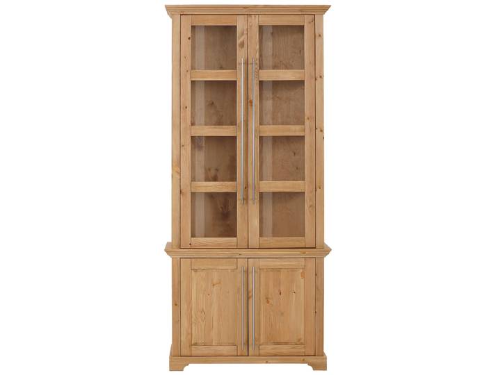 Vitrine GOODPRODUCT Melissa , beige (natur), B:94cm H:210cm T:39cm, Massivholz, Schränke, Vitrine, aus massiver Kiefer, FSC zertifiziert, Breite 94 cm