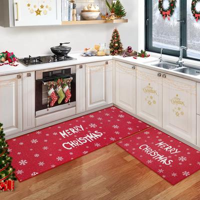 Garvee "Christmas Snowflake Kitchen Mat Sets Merry Christmas Floor Mat 2 Pieces Non-Slip Floor Mat, 17""x29"" + 17""x47"""