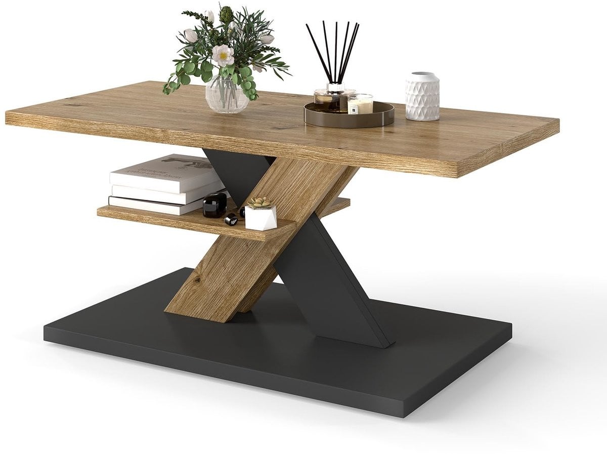 Dailygoods Salontafel met lade - Houten rechthoekige woonkamertafel met artistiek design