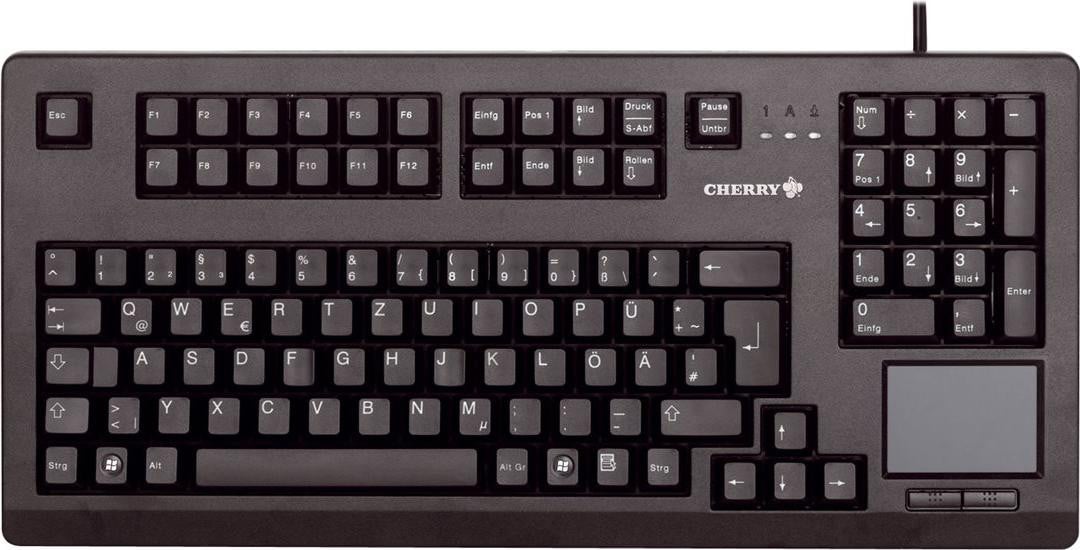 Cherry mechanisch toetsenbord met zwart aanraakscherm