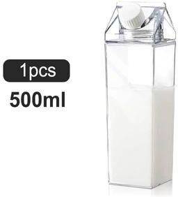 Uplifted Finds Transparent Square Milk Carton Water Bottle Set 1 Pcs 500 Ml