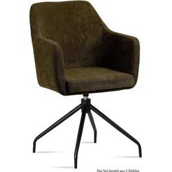 ARMLEHNSTUHL drehbar (4er-Set) Donnie 57x87x60 Schwarz/Khaki