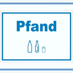 HB-Druck Pfand Mülltrennung Aufkleber Text Symbol Flasche Dose Mehrweg Geld A7 (74x105mm)