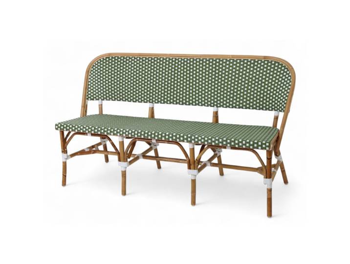 Banquette de terrasse en rotin ELYSEE - vert et blanc