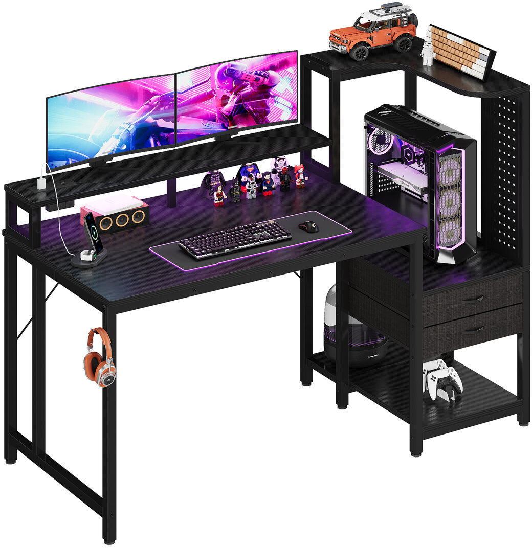 Rio MDF Steel Computer Desk Black 112cm H X 140cm W X 70cm D