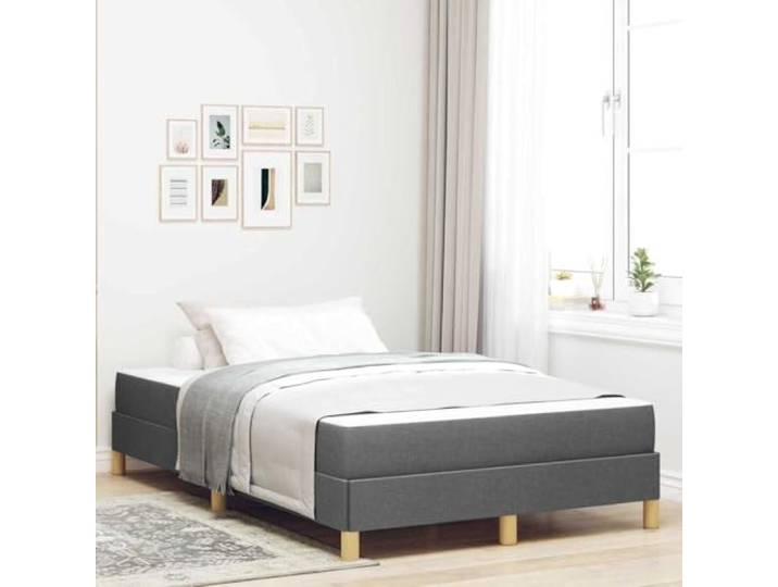 Stoffbezug Elegantes Design Boxspringbett Dunkelgrau 120x190 cm Boxspringbett mit Matratze Dunkelgrau 120x190 cm Stoff Polsterbett inklusive Taschenfederkern Modernes Design mit Holzrahmen