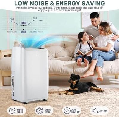 Yun Portable Air Conditioner - Cools Rooms up to 550 Sq.ft, Quiet Operation, Air Conditioner whit LED Display, Remote Control