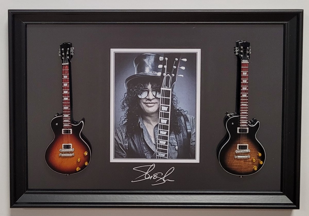 Slash Guns N Roses Miniatuur Gitaren met Lijst Wanddecoratie 33 x 22 cm