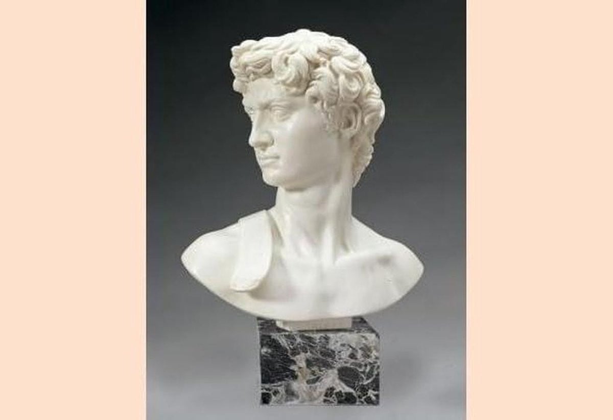 David Buste Sculptuur - Klassiek Beeld voor Woondecoratie - Meerkleurig - Hoogte: 32 cm