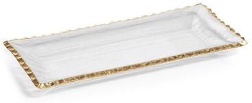 Zodax Cassiel Rectangular Trays with Jagged Gold Rim, Set of 2