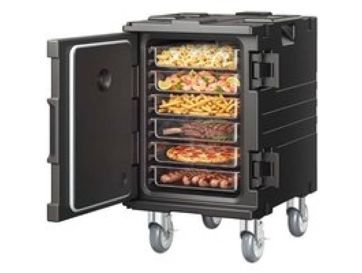 VEVOR Isolierter Speisenbehälterträger Warmhaltebox für Gastronomie 90 L, Speisenbehälter mit Schnalle, rollbarer Speisenbehälterträger, Lebensmitteltransportbox für Restaurant Kantine schwraz
