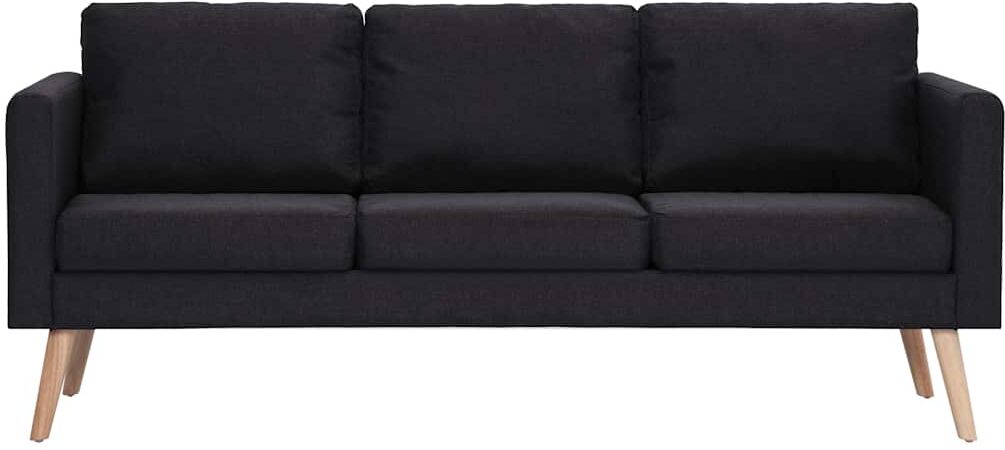vidaXL Canapé à 3 places Tissu Noir