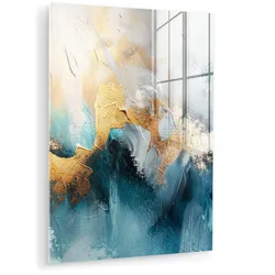 ACRYLGLASBILD Abstrakt - Kunst - Gold - Blau 60x80 cm
