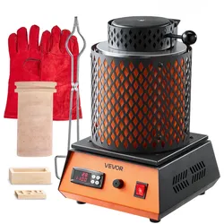 VEVOR digitaler Goldschmelzofen Maschine mit 5 kg Keramiktiegel, elektrischer Schmelzofen 1500 W max. 1150 °C, Metallschmelzofen Set für Schmuckherstellung Metallbarren Metallkomponenten Schwarz