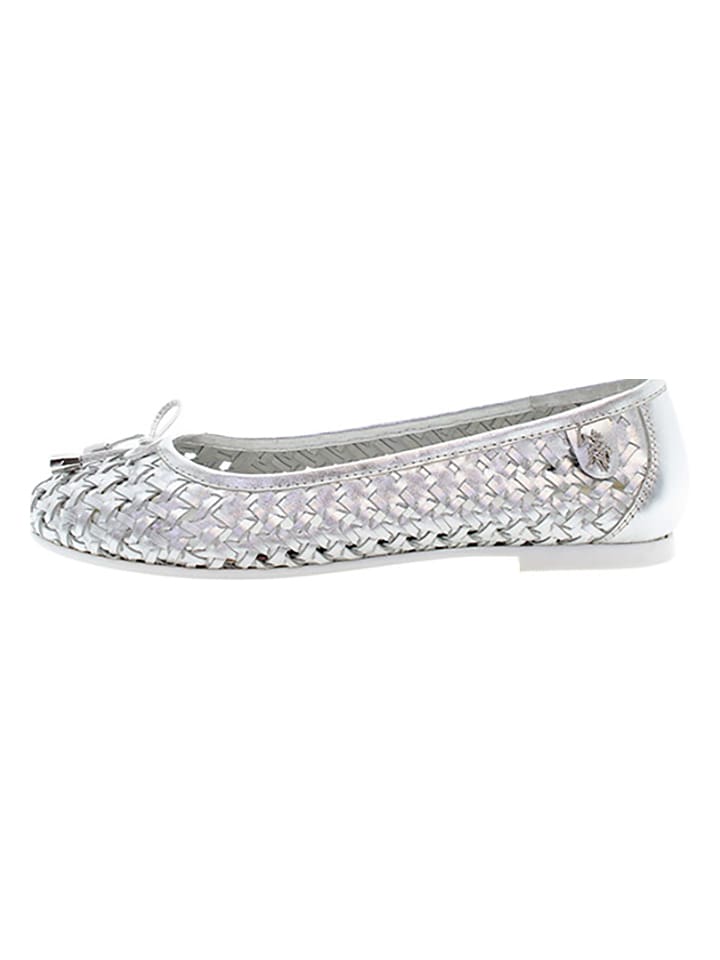 U.S. Polo Assn. Leder-Ballerinas in Silber - 39
