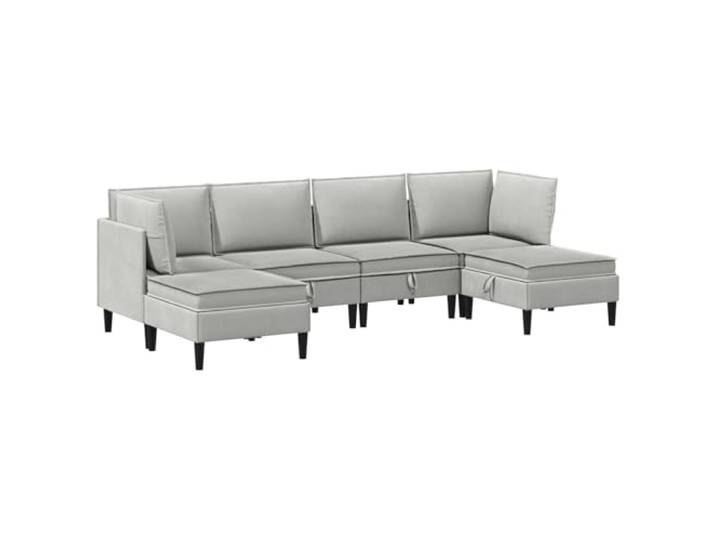 KKgypkn Wohnzimmer Set 6 Pieces Hellgrau Polyester Klappenverschluss, Sperrholzrahmen, Kunststoffbeine Braun, pflegeleicht