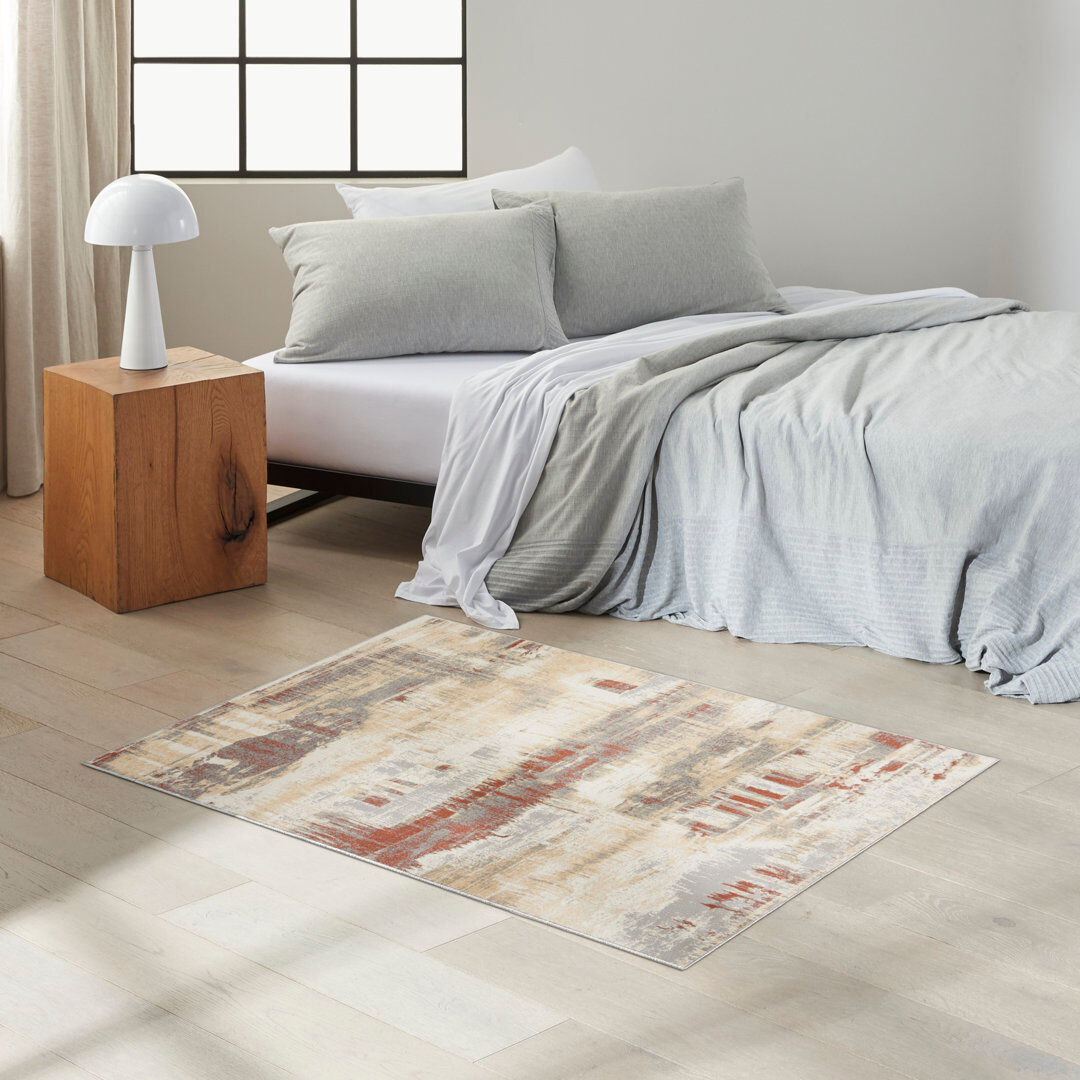 Calvin Klein Abstract Area Rug Brown Rectangle 3'2" x 5'