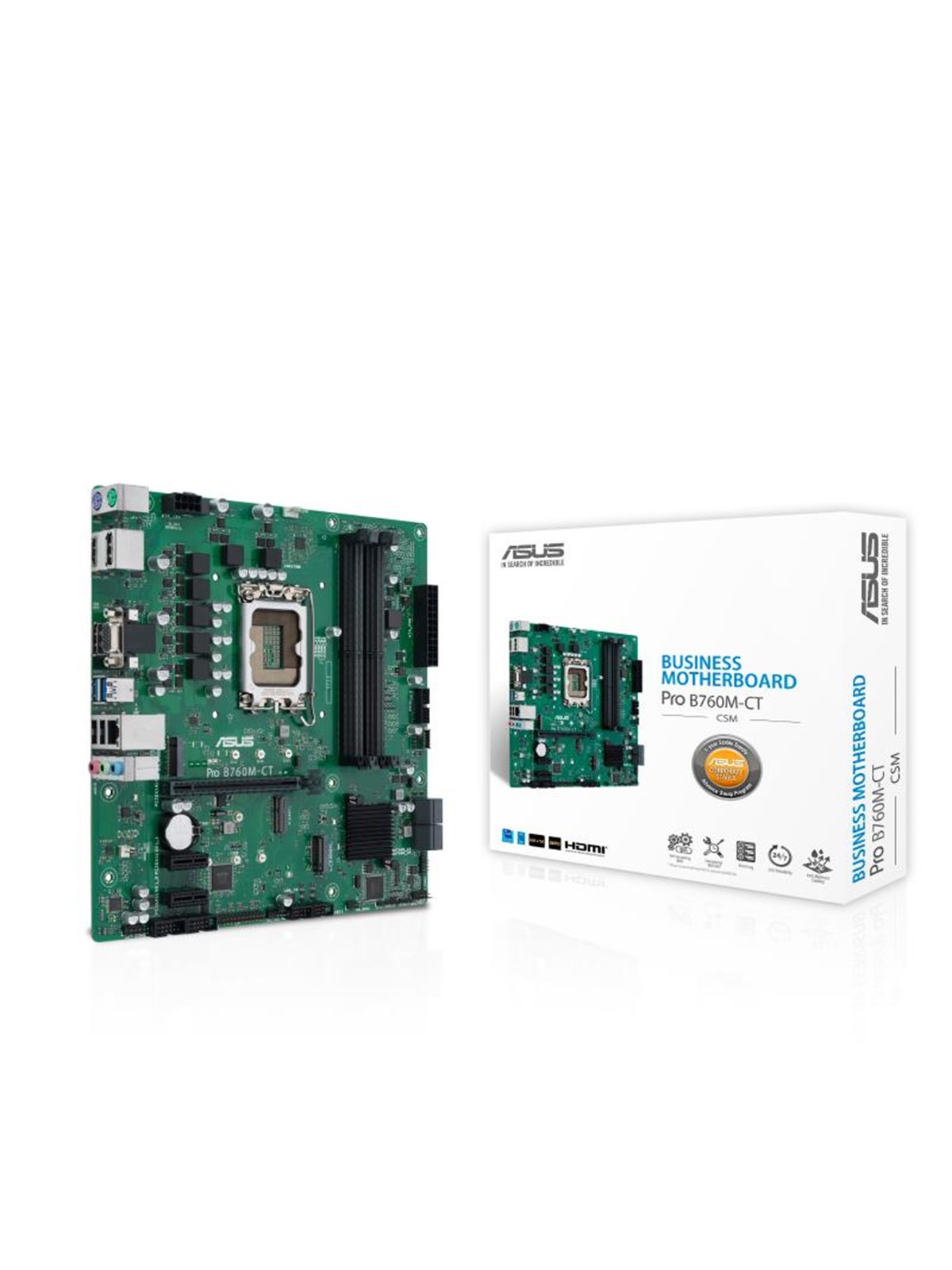 ASUS PRO B760M-CT-CSM Mainboard - Intel B760 - Intel LGA1700 - DDR5 RAM - Micro-ATX