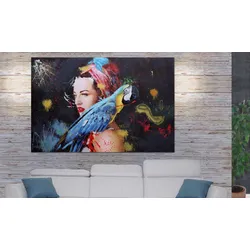 Ölgemälde Frau HWC-H25, Leinwandbild Wandgemälde Gemälde, handgemaltes XL Wandbild ~ 100x150cm