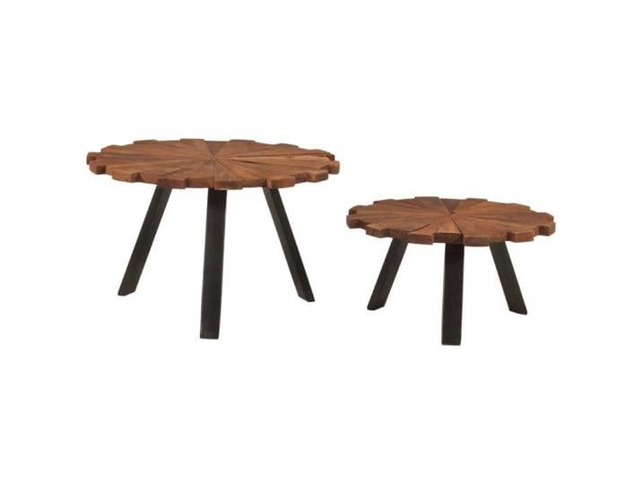 Tables moderne - Brun - Tables basses - (2 pcs) - bois massif récupéré et fer 54x34 cm T127