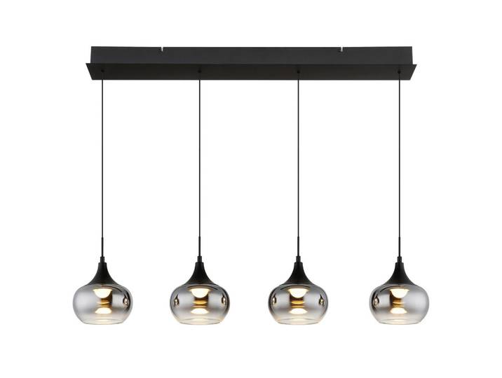 Globo Hängeleuchte Lui, Grau, Klar, Schwarz, Weiß, Metall, Kunststoff, Glas, länglich, 15x150x90 cm, CE, höhenverstellbar, Lampen & Leuchten, Innenbeleuchtung, Hängeleuchten, Pendelleuchten