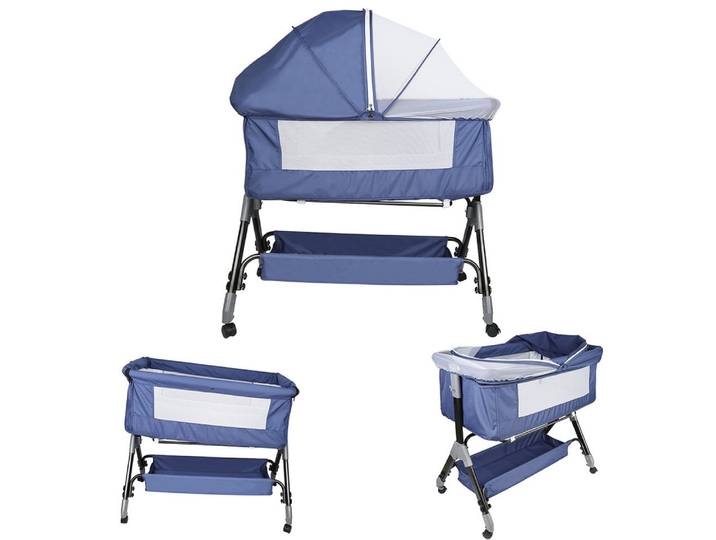 JEOBEST Beistellbett Baby, Grab-and-go Baby Bett mit Matratze & Rädern für Neugeborene, Tragbare Babybett mit 4 verstellbaren Höhen & Matratze