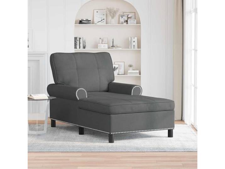 FMPGJLYH Chaiselongue Dunkelgrau Liegesessel 91 x 157 x 91 cm mit Kissen und Armlehnen für Wohnzimmer Schlafzimmer