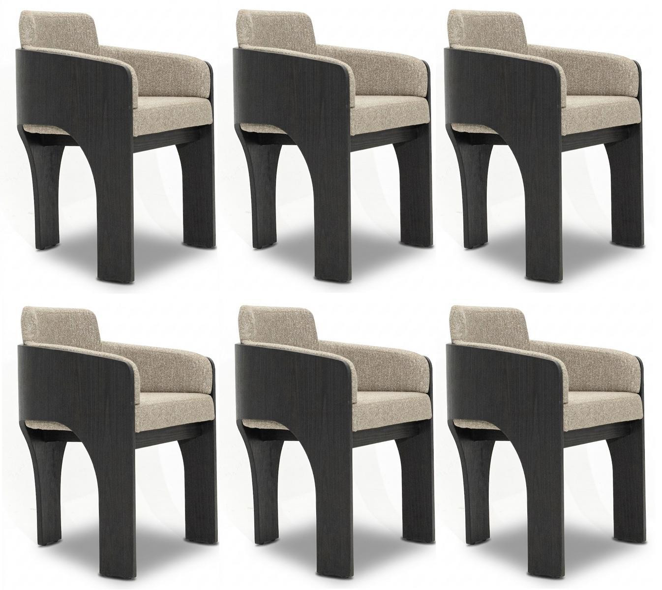 JVmoebel Stoelset met armleuningen, beige en zwart, hout