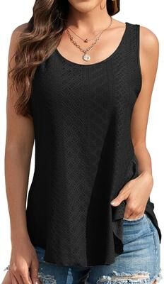Uplift Essentials Womens Summer Sleeveless Casual Tank Top l black