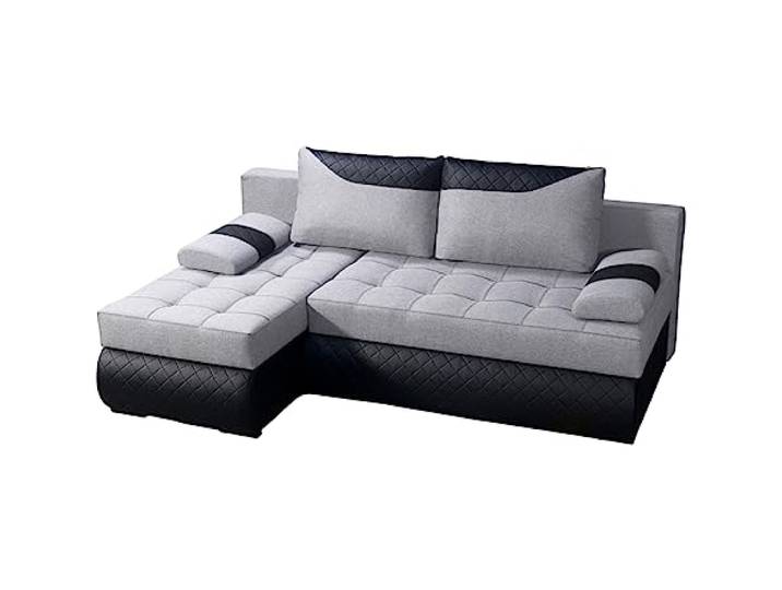 BROMARKT Ecksofa mit Schlaffunktion Sofa mit Bettkasten Hellgrau Links Wohnlandschaft Eckcouch Freistehend Couch Polstercouch Schlafcouch Stauraum 200 cm Breite 4 Sitzer Stoff Schlafsofa