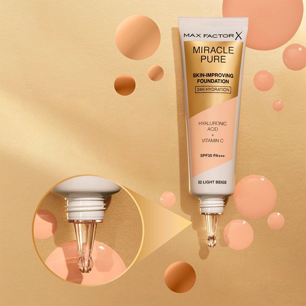 Max Factor Miracle Pure skin-improving foundation 24h hydration SPF30 #45-warm almond