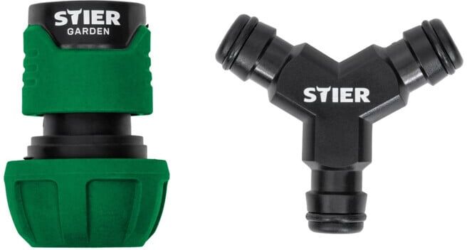 Set STIER Schlauchverbinder Wasserstop 16-19mm (5/8-3/4 Zoll) + Y-Kupplung Schlauchverbinder Schlauchverlängerung