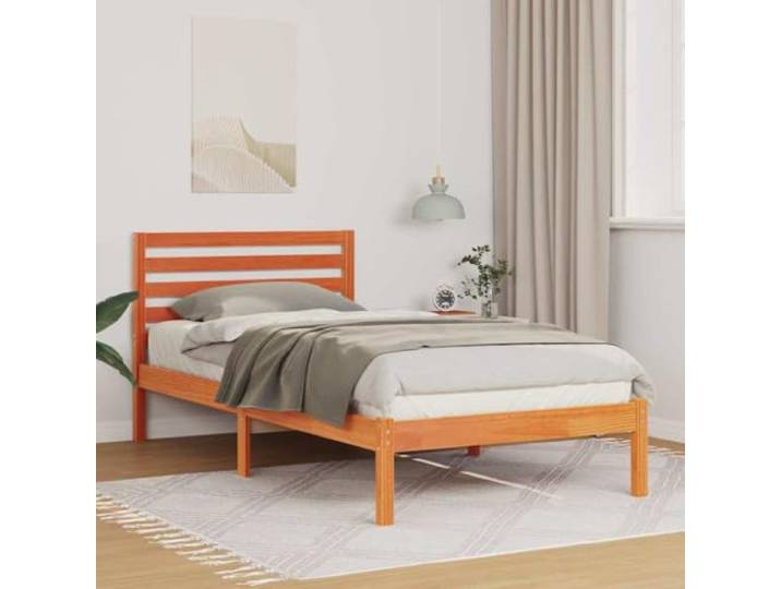 YUTAASU Bettrahmen Massives Kiefernholz 90x190 cm Plattform Lattenrost, Mit Kopfteil, Einfache Montage, Modernes Design