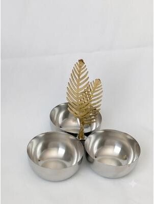 Jiallo Golden Fern 3-Bowl Stainless Steel Appetizer Serving Set