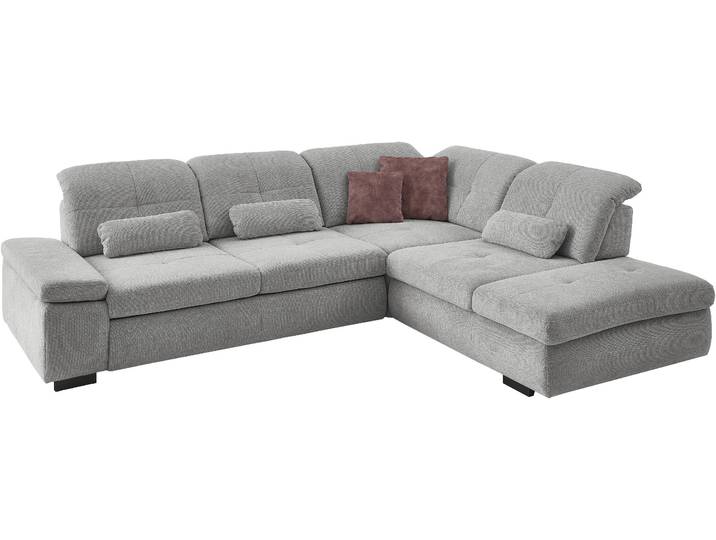 Ecksofa, Kaltschaum-Polsterung, Silber, 312×260 cm, Sitztiefenverstellung, Modern