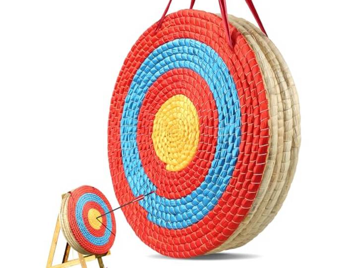 VEVOR Cible de Tir à l'arc 50\,8 cm Cible de Paille Traditionnelle Faite à la Main Portable 10\,16 cm d’Épaisseur 5 Couches Accessoire pour Entraînement d’Archerie en Plein Air Arcs et Arbalètes Archer