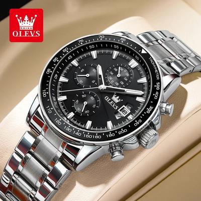 Uplifted Finds OLEVS TY705 Men Quartz Watch Waterproof Luminous Multifunction silver Black