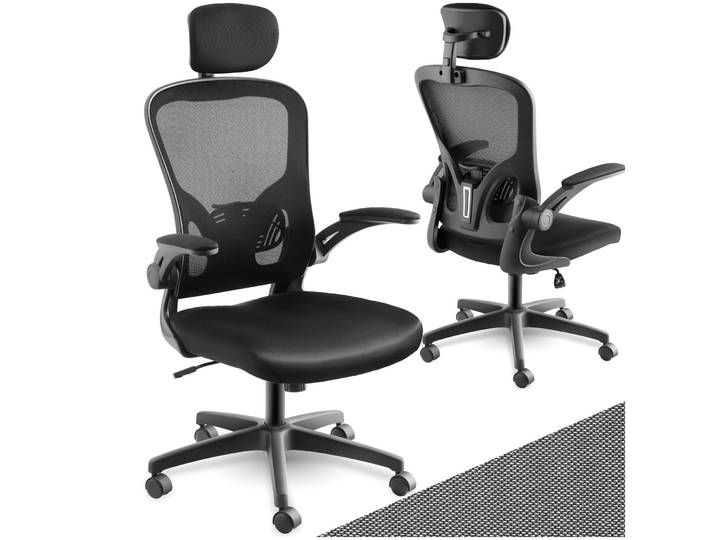 Bürostuhl Arges ergonomisch mit verstellbarer Kopfstütze - schwarz