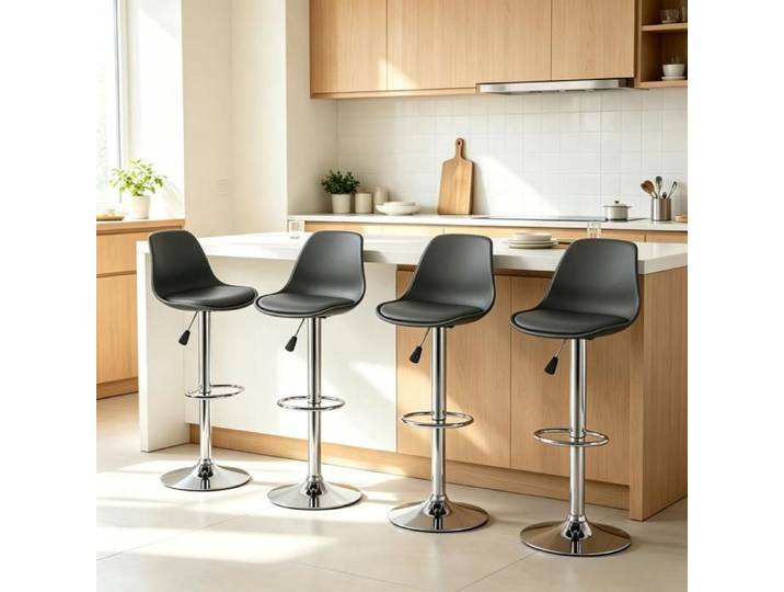 SUPFINE Lot de 4 Tabourets de Bar Tabourets de Comptoir Scandinave Chaise Haute pour îlot Cuisine Bar Hauteur Réglable 55-75cm
