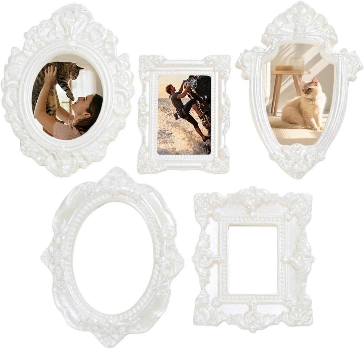 Set van 5 Miniatuur Fotolijsten in Vintage Stijl voor Creatieve Projecten