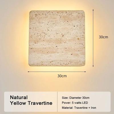 Uplift Picks Natural Yellow Travertine LED Wall Sconce Modern Stone Accent Light 07 warm Light