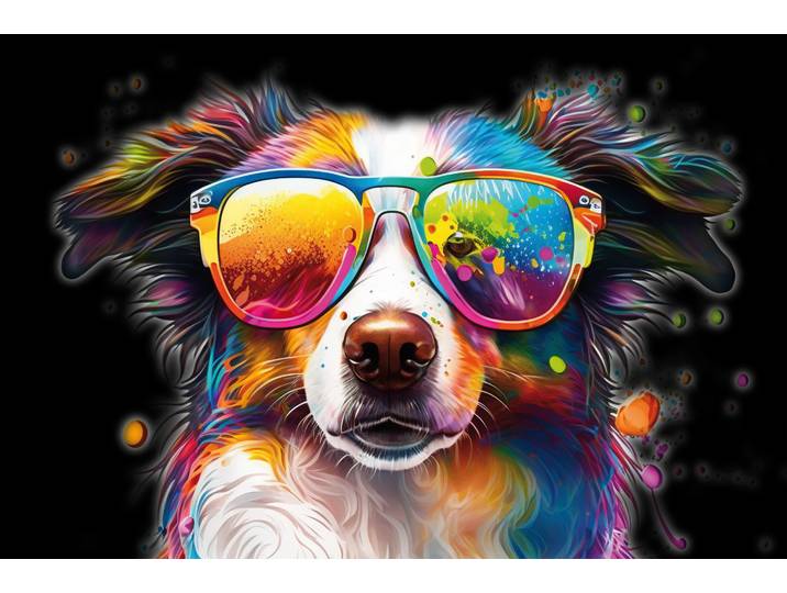 Leinwandbild BÖNNINGHOFF Wandbild BUNTER HUND 60x90 cm – Leinwandbild Keilrahmen Deko modern , schwarz (farbe bild(er): schwarz, weiß, blau, gelb, pink), B:90cm H:60cm T:1,8cm, Canvas, MDF, Bilder, Leinwandbild, auf Keilrahmen gespannt