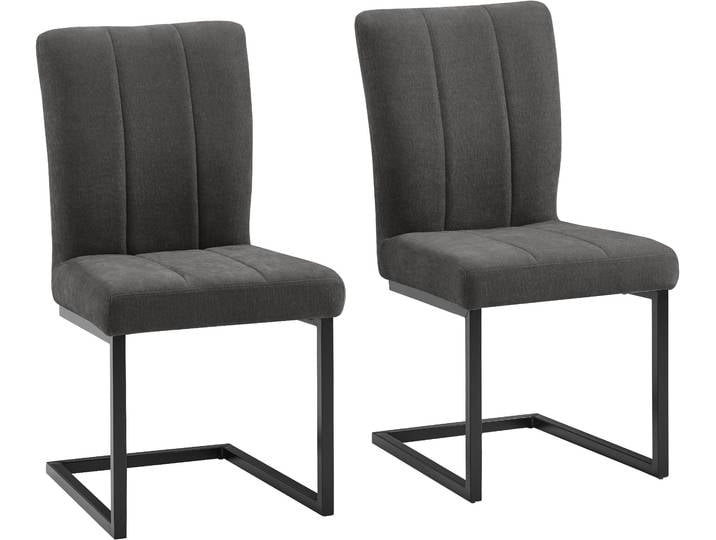 Freischwinger OTTO HOME Hennia , anthrazit, schwarz, B:48cm H:91cm T:62cm, Polyester, Stühle, Freischwinger, mit weichem Chenillebezug, Ziernähten, schwarzes Metallgestell
