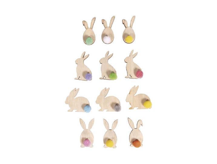 Holz Streuteile Hase, FSC Mix Credit, 3-3,7cm, SB-Btl. 12Stück