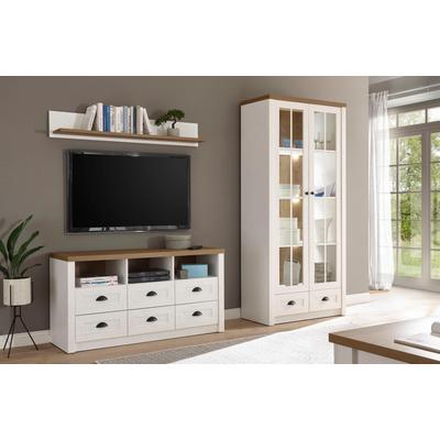 Wohnwand HOME AFFAIRE "Beauvais", weiß (weiß pinie dekor), B:240cm, Holzwerkstoff, MDF, Kastenmöbel-Sets, Wohnwand