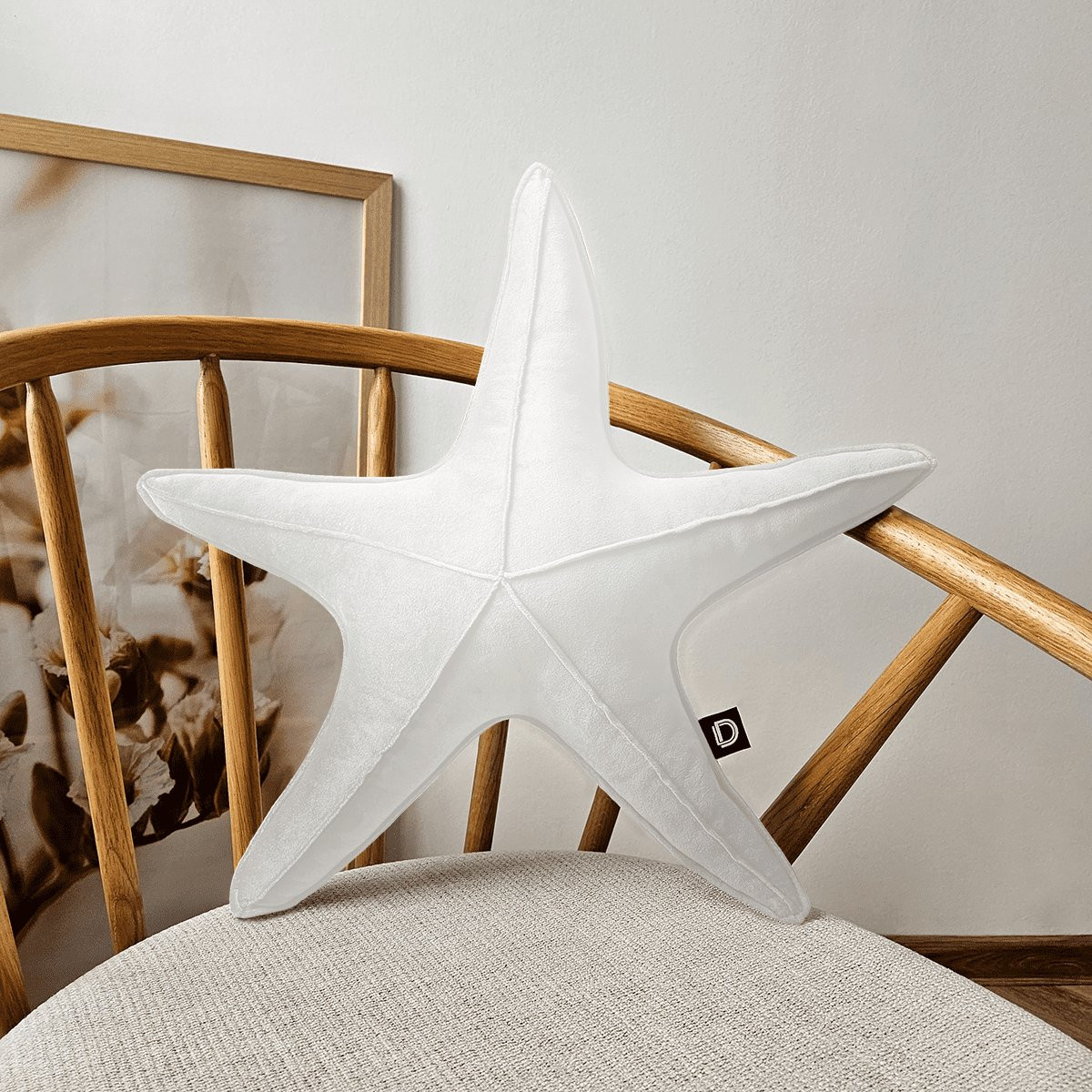 Decordruk VELVET Sierkussen Stervorm Wit 53 cm