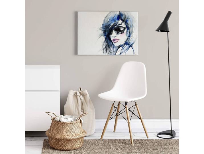 Leinwandbild Sunglasses Polyester PVC / Fichtenholz Blau 70 x 50cm