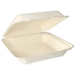 PAPSTAR 300 Menüboxen, Zuckerrohr ungeteilt 8 cm x 25,5 cm x 25,5 cm weiss