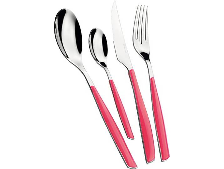 BUGATTI, Glamour, 24-teiliges Besteckset aus Edelstahl 18/10, 6-Personen-Besteckset bestehend aus 6 Löffeln, 6 Gabeln, 6 Messern und 6 Teelöffeln (Pink Paradise)
