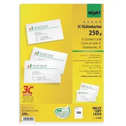 Sigel Visitenkarten 250 g/m2 Weiß 10 Blatt à 10 Stück